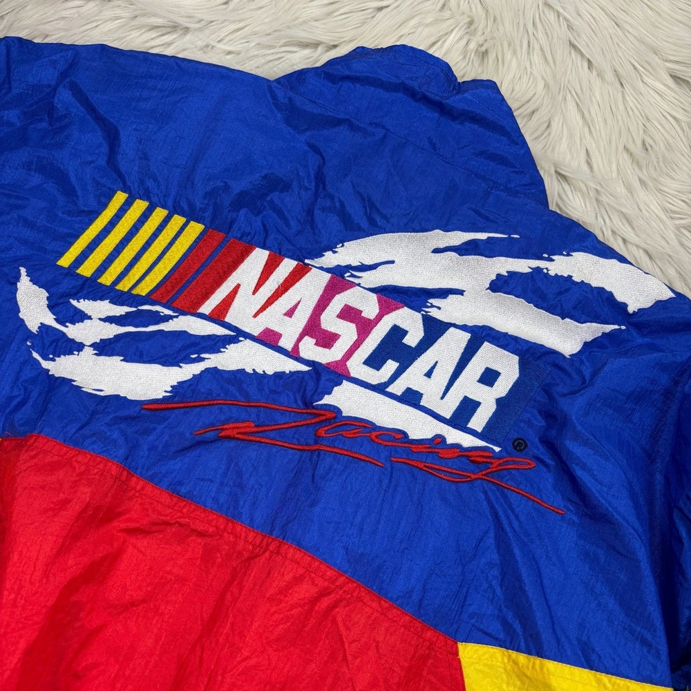 Vintage 80s‎ Chase Authentics Nascar Men's XL Colorblock Embroidered Windbreaker